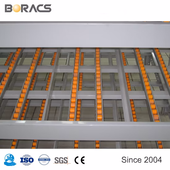 Estantería de flujo de cartón por gravedad con estructura de viaje fluido para almacén de fábrica industrial fácil de montar con opciones abiertas