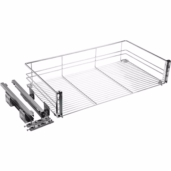 Gabinete Wellmax con alambre cromado, organizador de espacio para utensilios de cocina, cajón, cesta plana, almacenamiento, estante para platos de cocina, accesorios